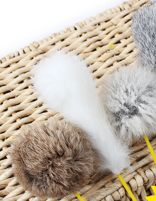 Rabbit Fur Cat Teaser – Ball / Strip Style Cat Toy