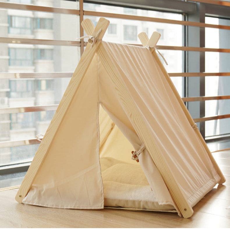Pet Tent Bed for Cats & Dogs | Four-Season Cozy Tent with Soft Cotton Cushion, 60×55×63cm