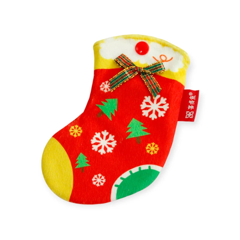 Christmas Stocking Cat Toy with Crinkle Paper & Catnip – Blue, Red, or Green