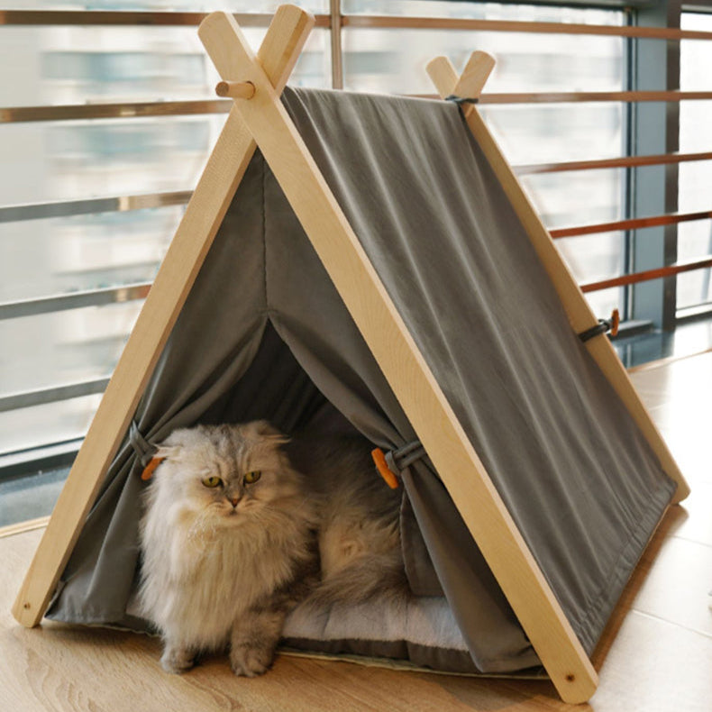 Pet Tent Bed for Cats & Dogs | Four-Season Cozy Tent with Soft Cotton Cushion, 60ร55ร63cm