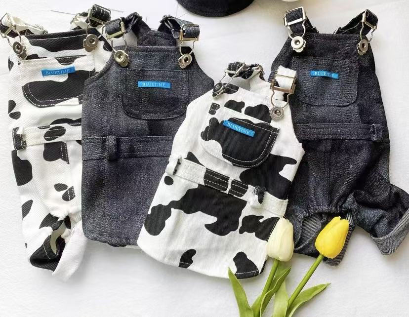 Pet Wear | Mooon~ Adorable Cow Print Pet Overalls Skirt –