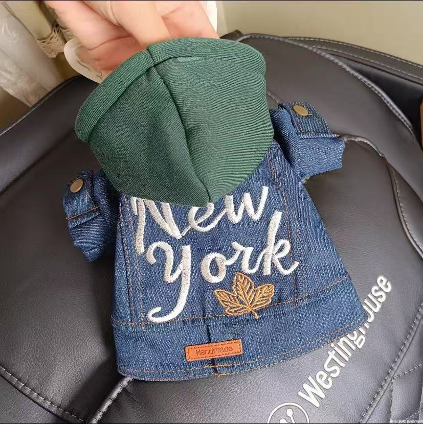 NYC Style Dog Hoodie – Fashion Denim Jacket