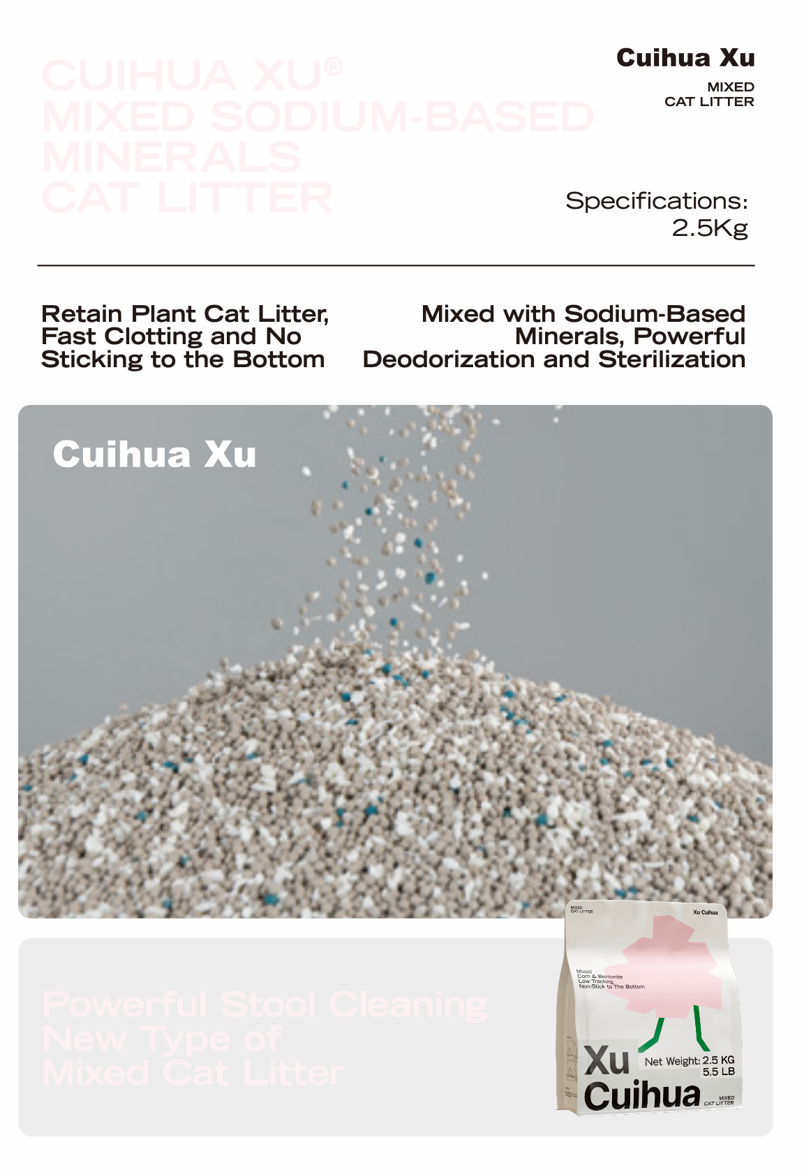 XU CUIHUA® MIXED CAT LITTER MIXED SODIUM-BASED MINERALS CAT LITTER