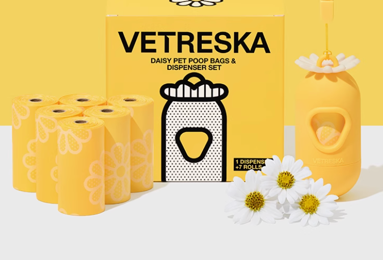 Vetreka Capsule Dog Poop Bag Dispenser Set – Biodegradable Scented Waste Bags with ABS Capsule Holder & Carabiner or Hanging Strap