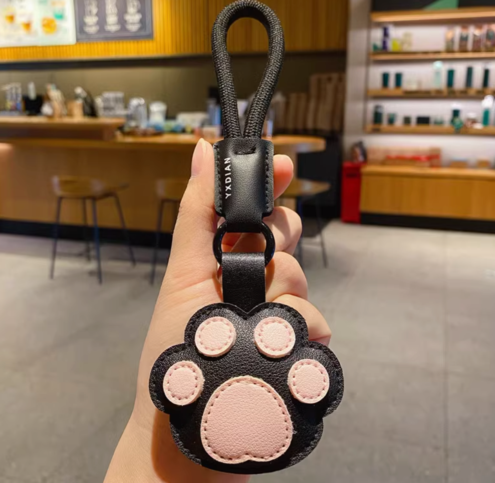 Cute Cat Paw/ White Dog Bone PU Leather Keychain – Soft 3D Charm for Keys, Bags & Gifts