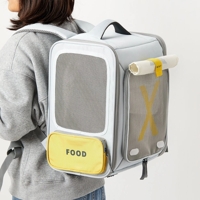 Petkit Breezy Zone Backpack Carrier (Blue/Yellow) for Cat and Puppies Expandable Foldable Soft-Sided Cat Carrier for Kitten Puppy and Small Animals