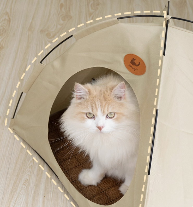 All-Season Cat Tent Bed – Semi-Enclosed Indoor Pet House for Cats & Small Dogs, Washable & Durable