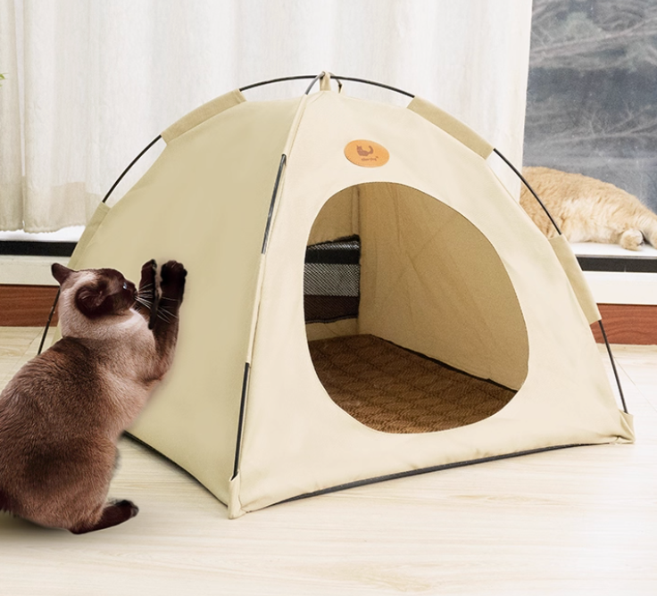 All-Season Cat Tent Bed – Semi-Enclosed Indoor Pet House for Cats & Small Dogs, Washable & Durable