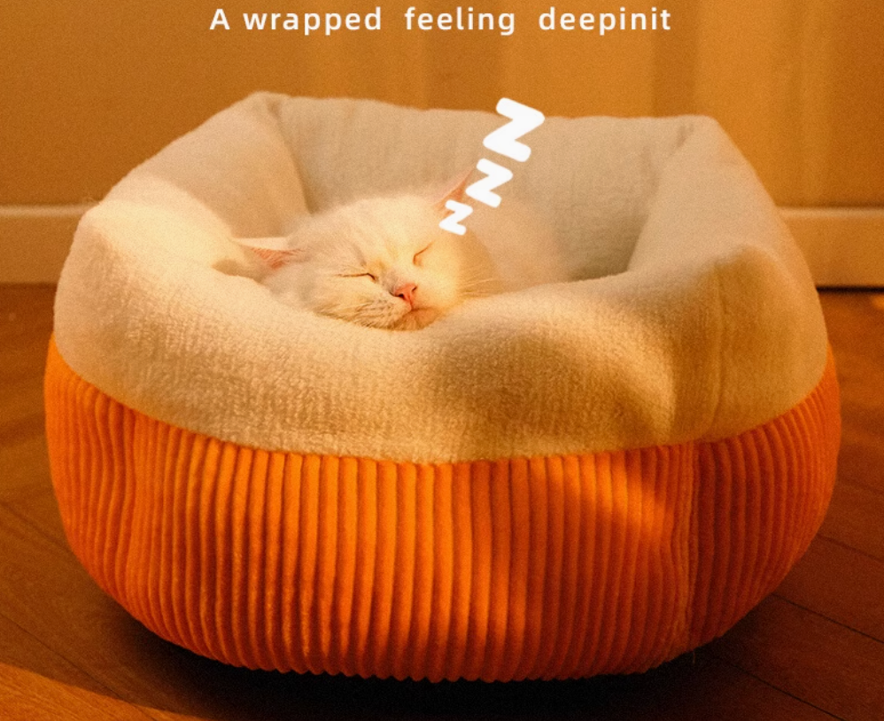 All-Season Cat Bed Mat – Semi-Enclosed Cozy Nest with Arctic Fleece