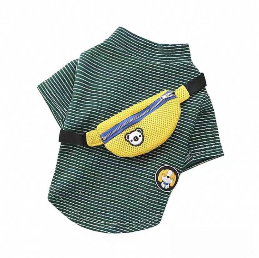 Pet Stripe Hoodie Tee with Mini Bag – Fashion Wear for Cats & Dogs