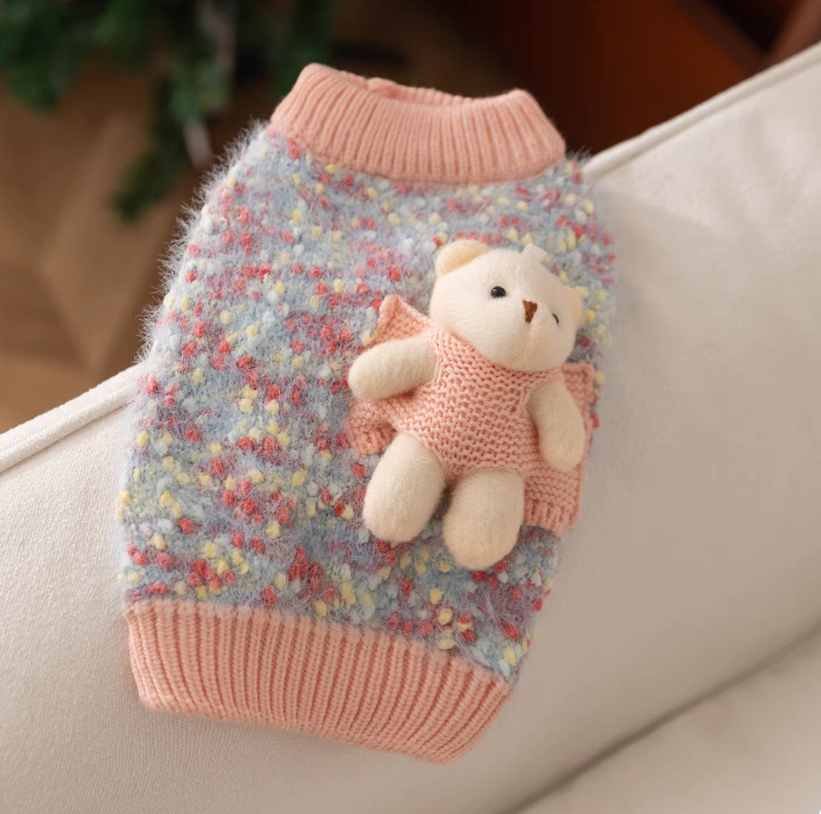 Cute 3D Bear Pet Sweater | Anti-Shedding Knit Clothing for Cats & Dogs