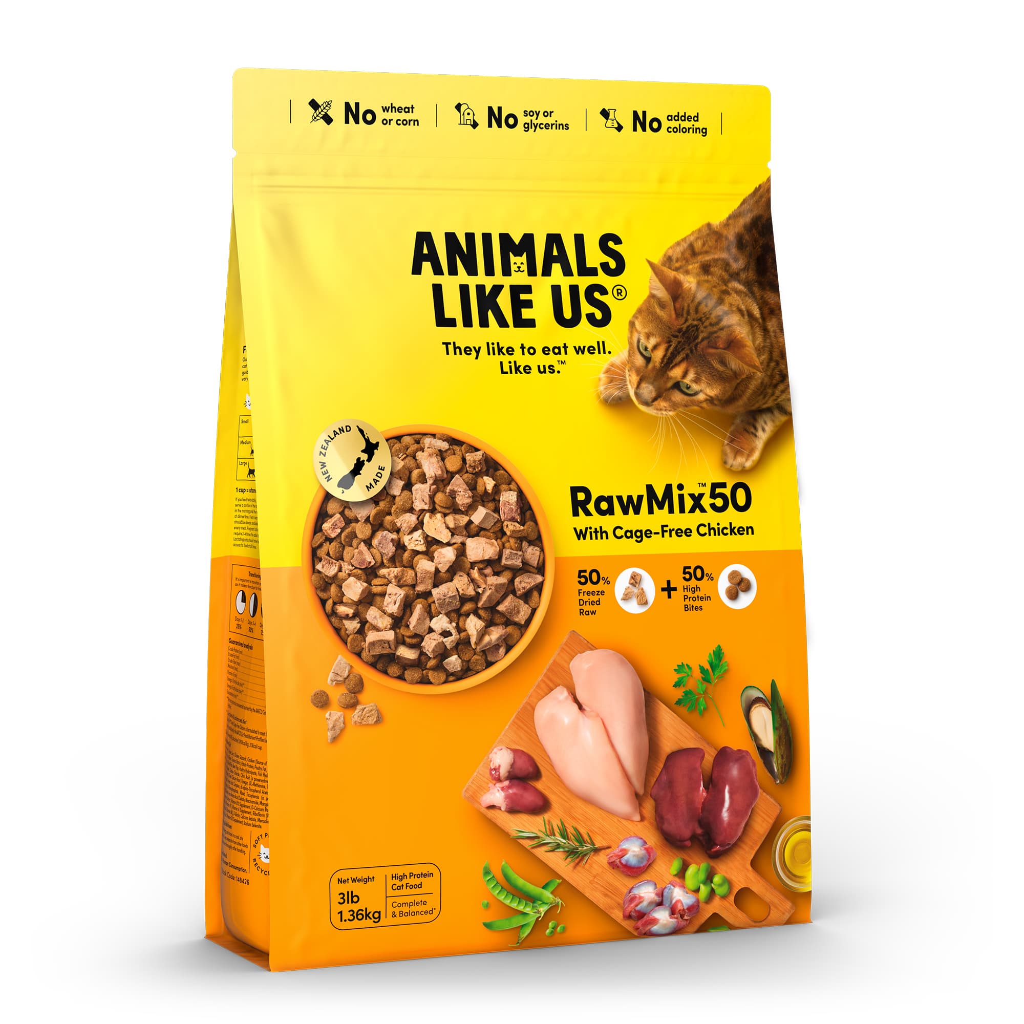 Animals Like Us RawMix50 New Zealand Cage-Free Chicken Cat Food 1.36kg