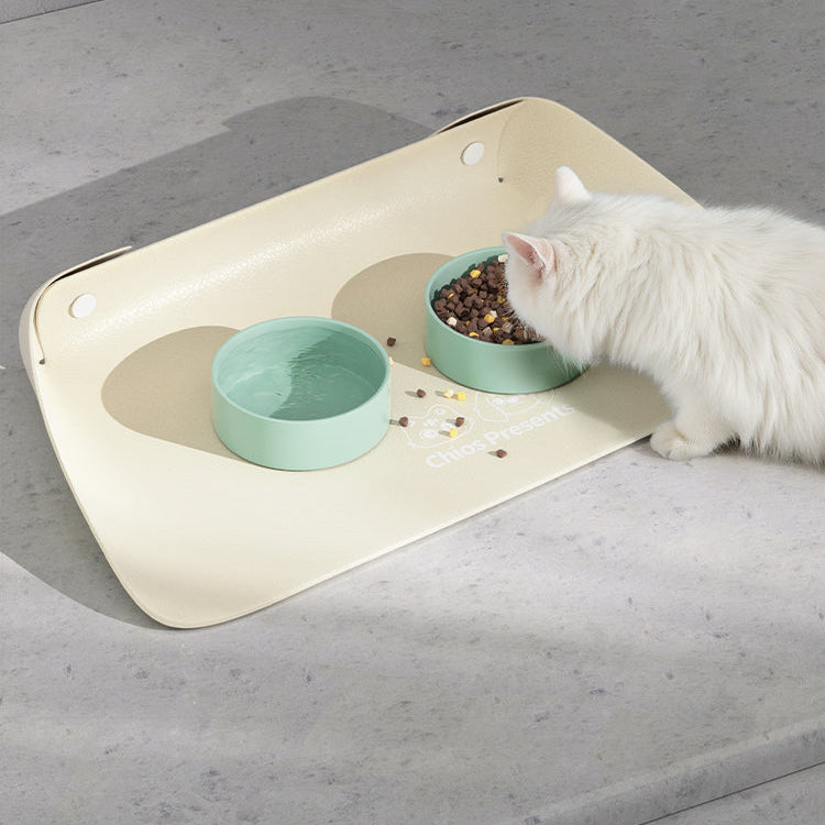 Pet Feeding Mat | Leather Semi-Enclosed Thick Non-Slip Waterproof Mat for Cats & Dogs 45*30cm