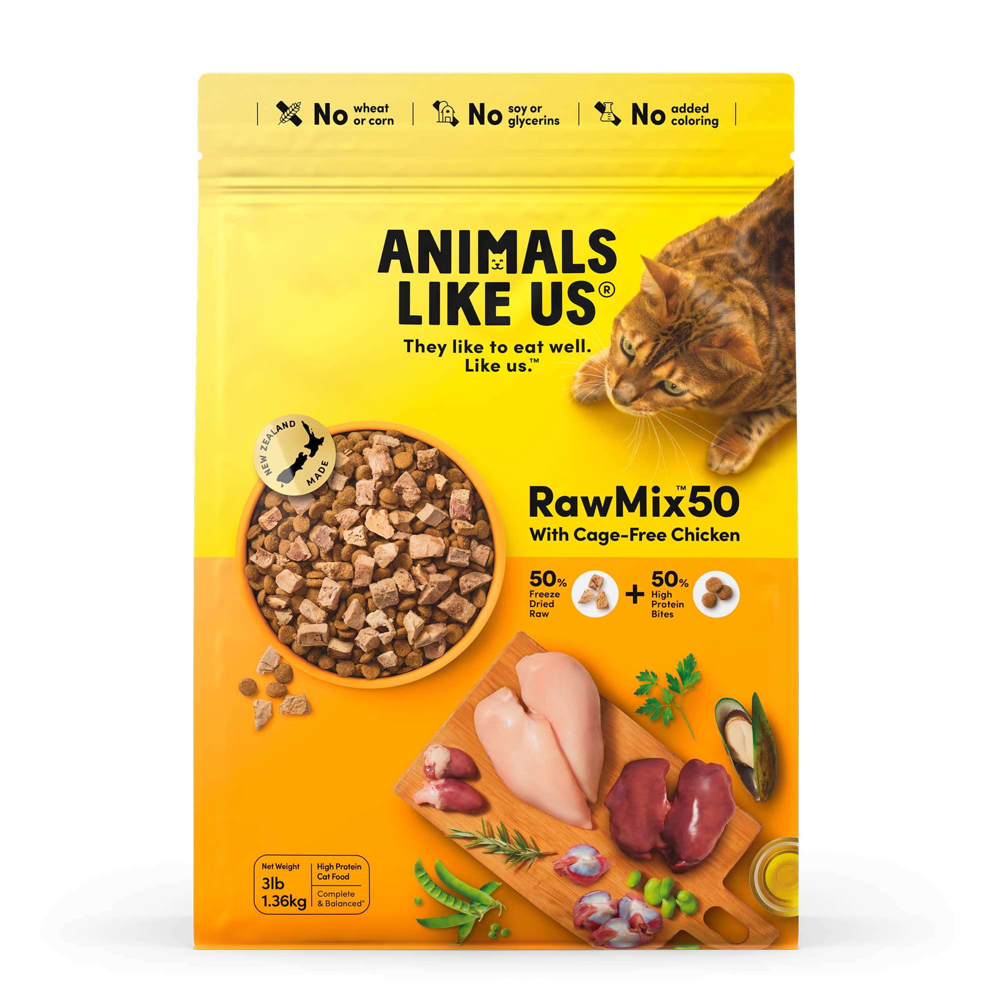Animals Like Us RawMix50 New Zealand Cage-Free Chicken Cat Food 1.36kg