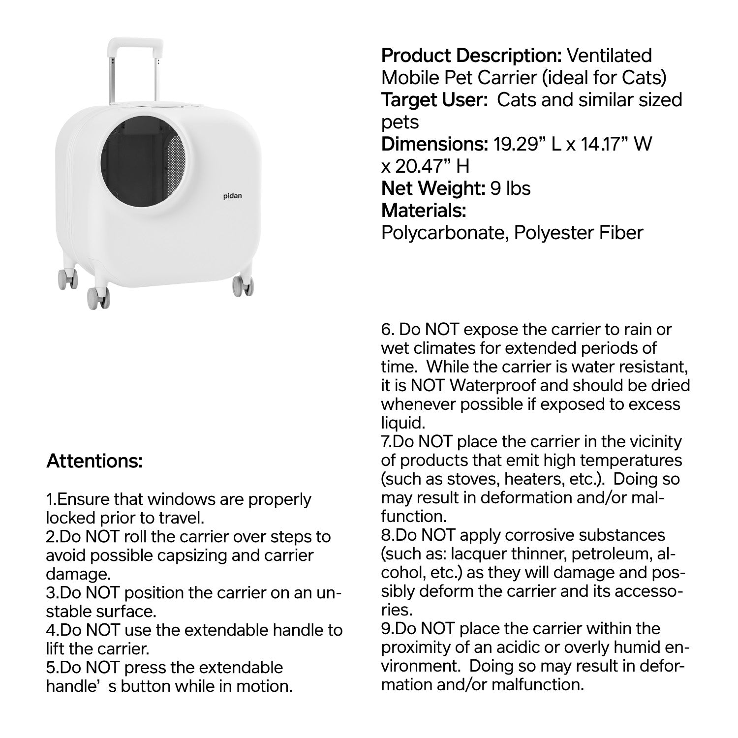 Pidan Smart Pet Traveler – LED Light & Ventilation