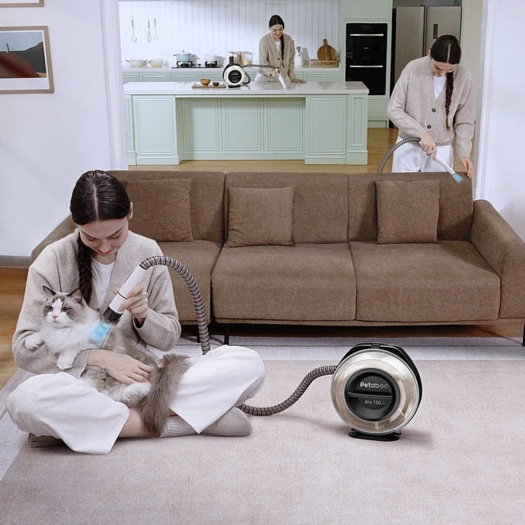 PETABOO Airy150 Pro 7 in 1 – Quiet Cordless Pet Vacuum for Grooming & Shedding