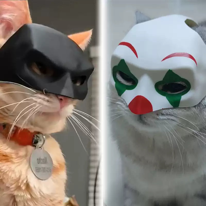 Funny Cat Mask Hat | Black Bat & Clown Party Costume for Cats
