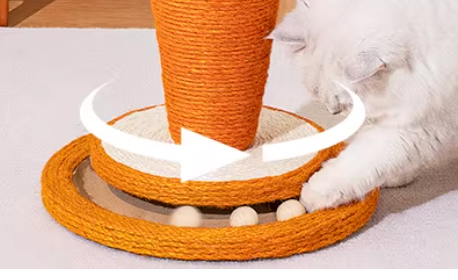 Carrot Shaped Cat Scratching Post & Board | Sisal Cat Tree with Rotating Base
