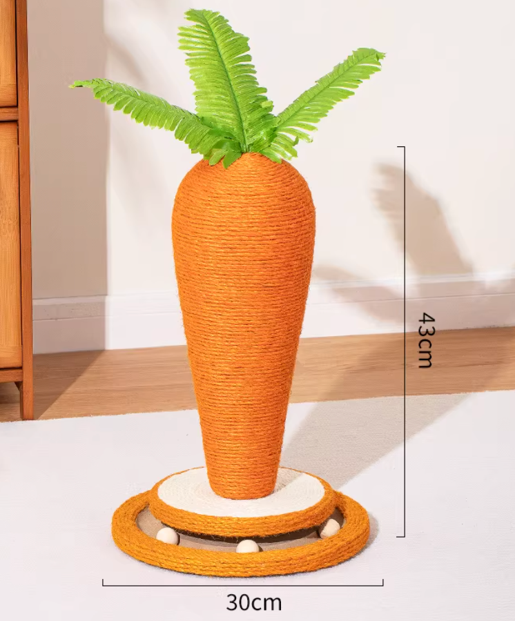 Carrot Shaped Cat Scratching Post & Board | Sisal Cat Tree with Rotating Base
