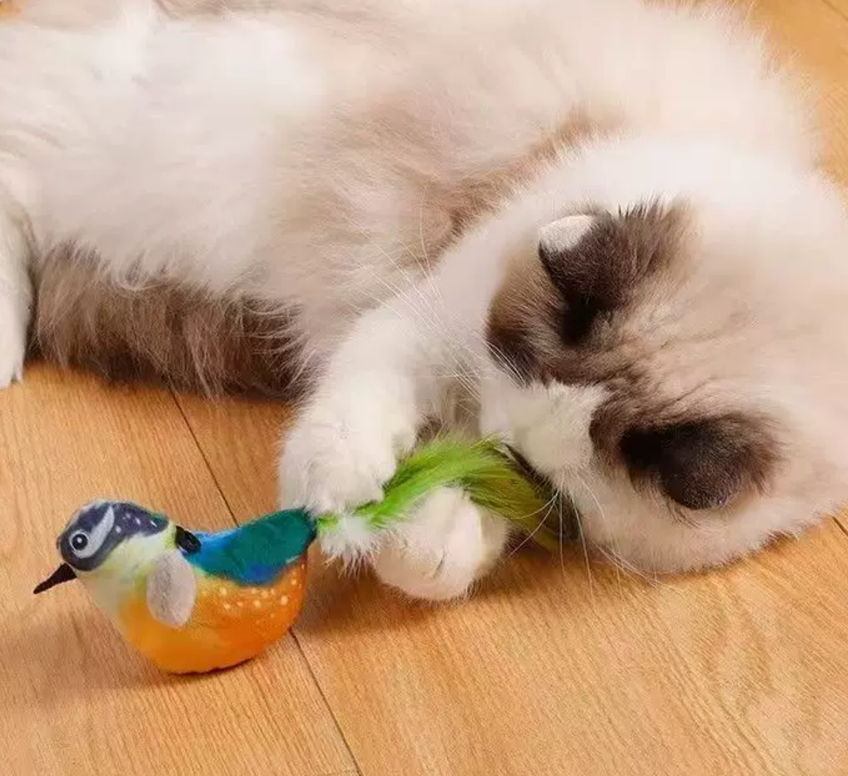 Interactive Chirping Bird Cat Toy – Realistic Bird Teaser Toy