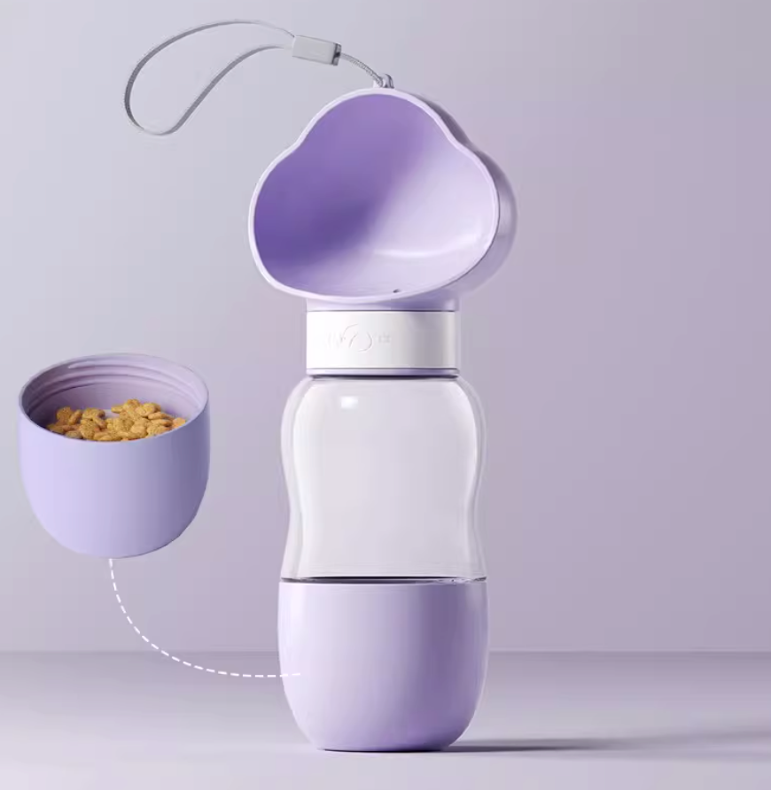 Portable Dog Water Bottle with Food Cup | Cloud Design Travel Pet Bottle