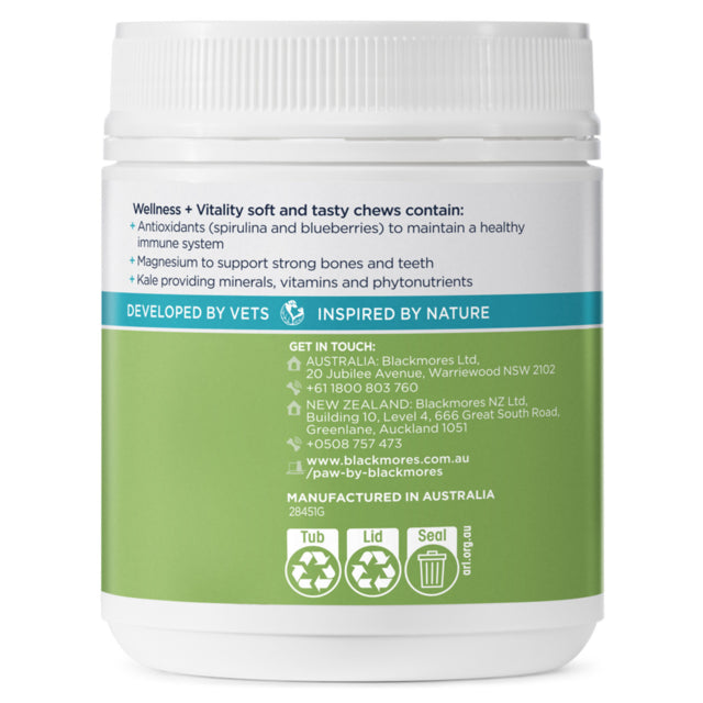 PAW by Blackmores Wellness + Vitality Multivitamin Chews for Dogs - Approx. 60 Chews / 300g