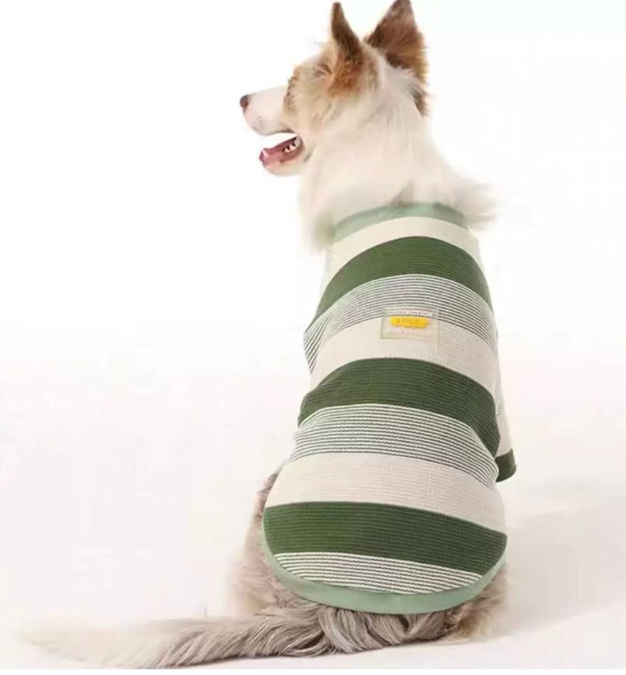 Vintage Striped Pet T-Shirt – Minimalist INS Style Dog & Cat Clothing (XL)