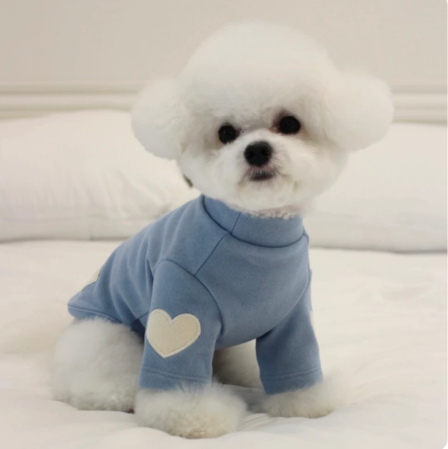 Heart Embroidered Fleece Hoodie for Dogs & Cats – Warm & Cozy Pet Clothing