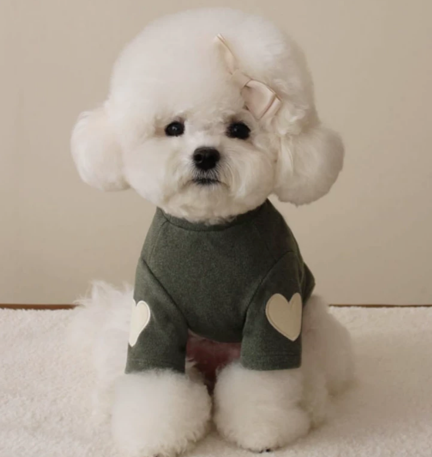 Heart Embroidered Fleece Hoodie for Dogs & Cats – Warm & Cozy Pet Clothing