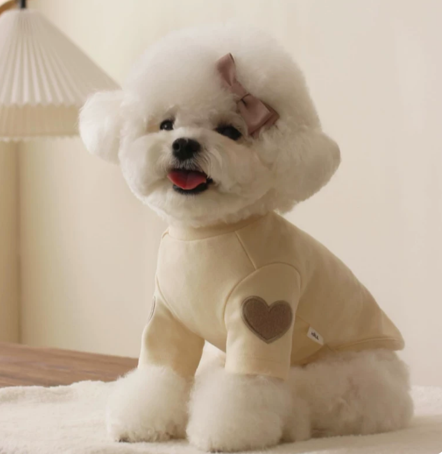 Heart Embroidered Fleece Hoodie for Dogs & Cats – Warm & Cozy Pet Clothing