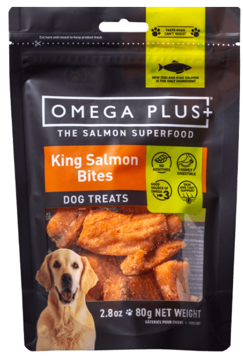 Omega Plus King Salmon Bites Dog Trt 80g