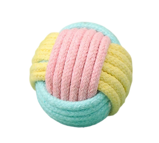 Macaron Cotton Rope Cat Toy Ball – Handmade Woven Ball for Cats & Kittens
