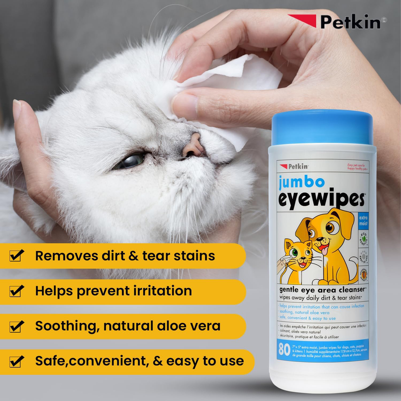 Petkin Jumbo Eye Wipes 80pk