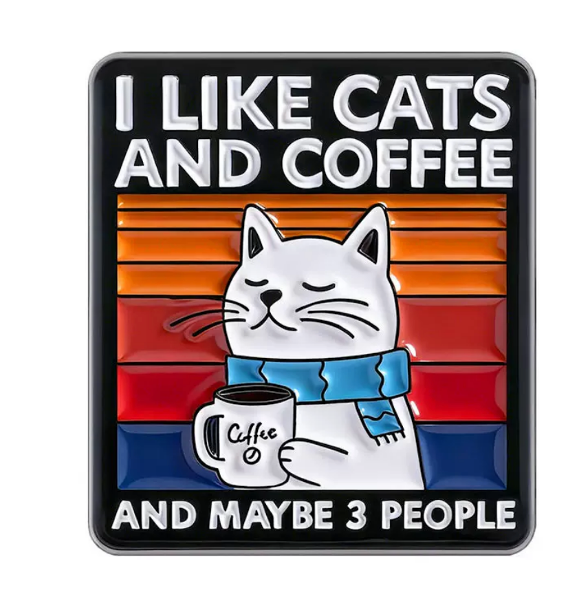 Sleepy Cat Yawning Enamel Pin – Cute Cat Lover Badge