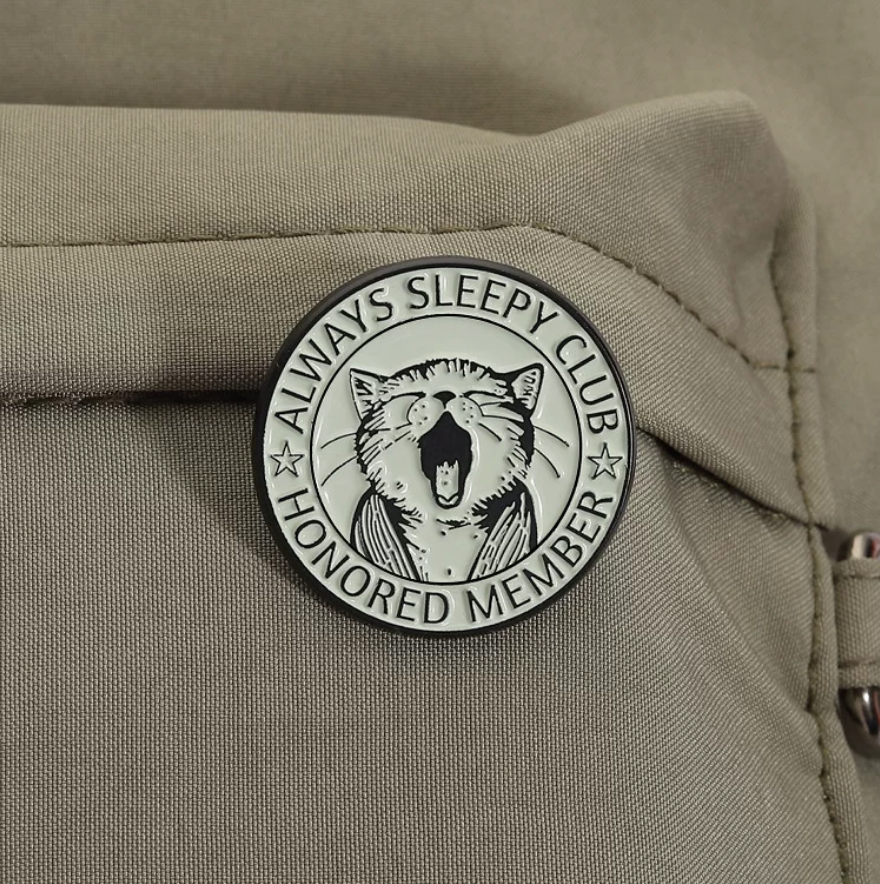 Sleepy Cat Yawning Enamel Pin – Cute Cat Lover Badge