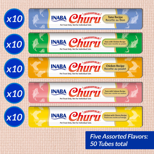 Inaba Cat Churu Tuna & Chicken Varieties Bulk (14g x50)