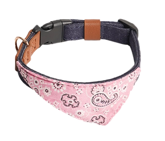 Vintage Leather Pet Bandana Collar – Safety ID Tag