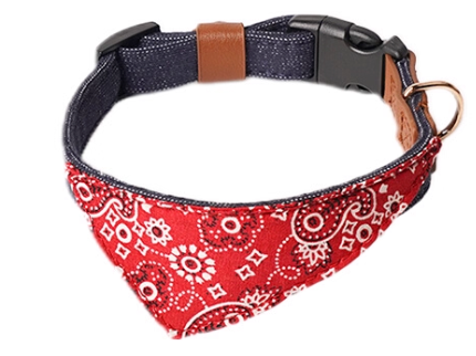 Vintage Leather Pet Bandana Collar – Safety ID Tag