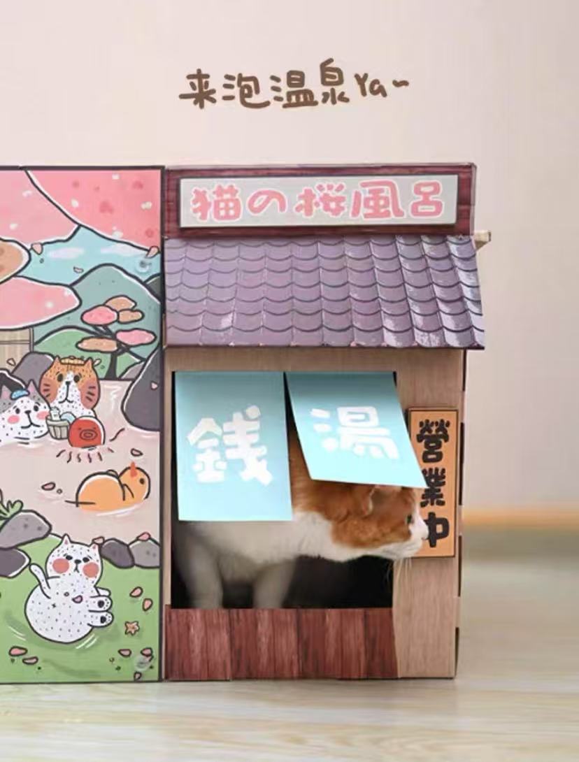 Octopus Takoyaki /Onsen-ya Cat House & Scratching Board – Multifunctional Cat Condo Toy