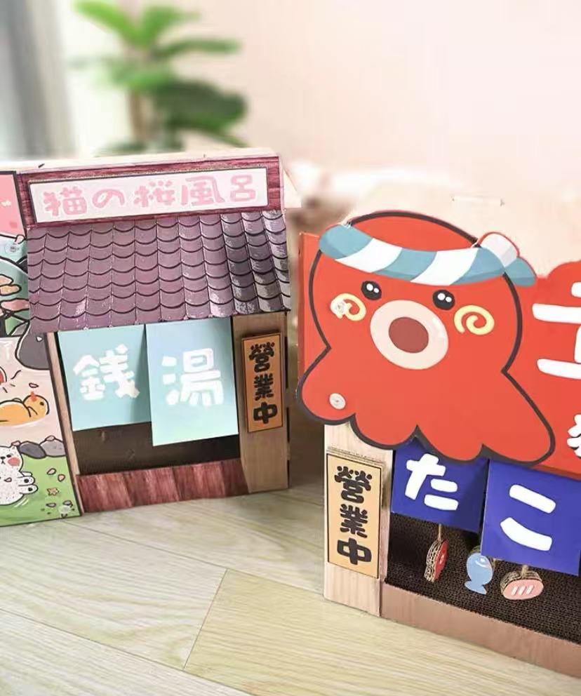 Octopus Takoyaki /Onsen-ya Cat House & Scratching Board – Multifunctional Cat Condo Toy