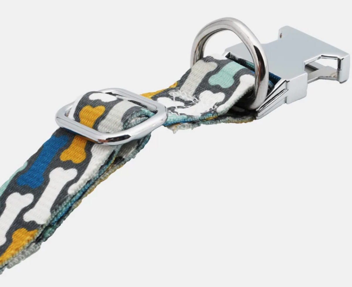 Green Dog Bone Collar – Adjustable with Durable Metal Buckle