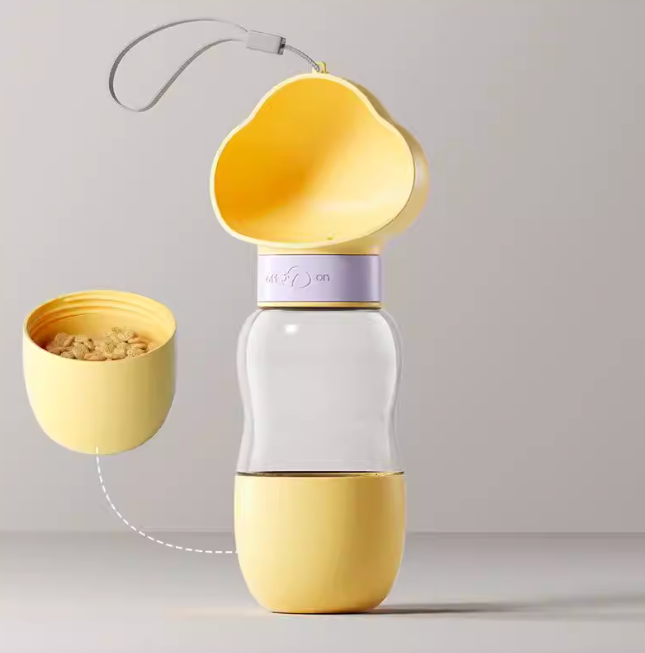 Portable Dog Water Bottle with Food Cup | Cloud Design Travel Pet Bottle