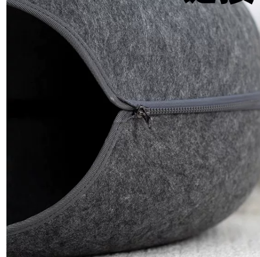 2-in-1 Felt Donut Cat Bed & Tunnel – Washable Cat Cave