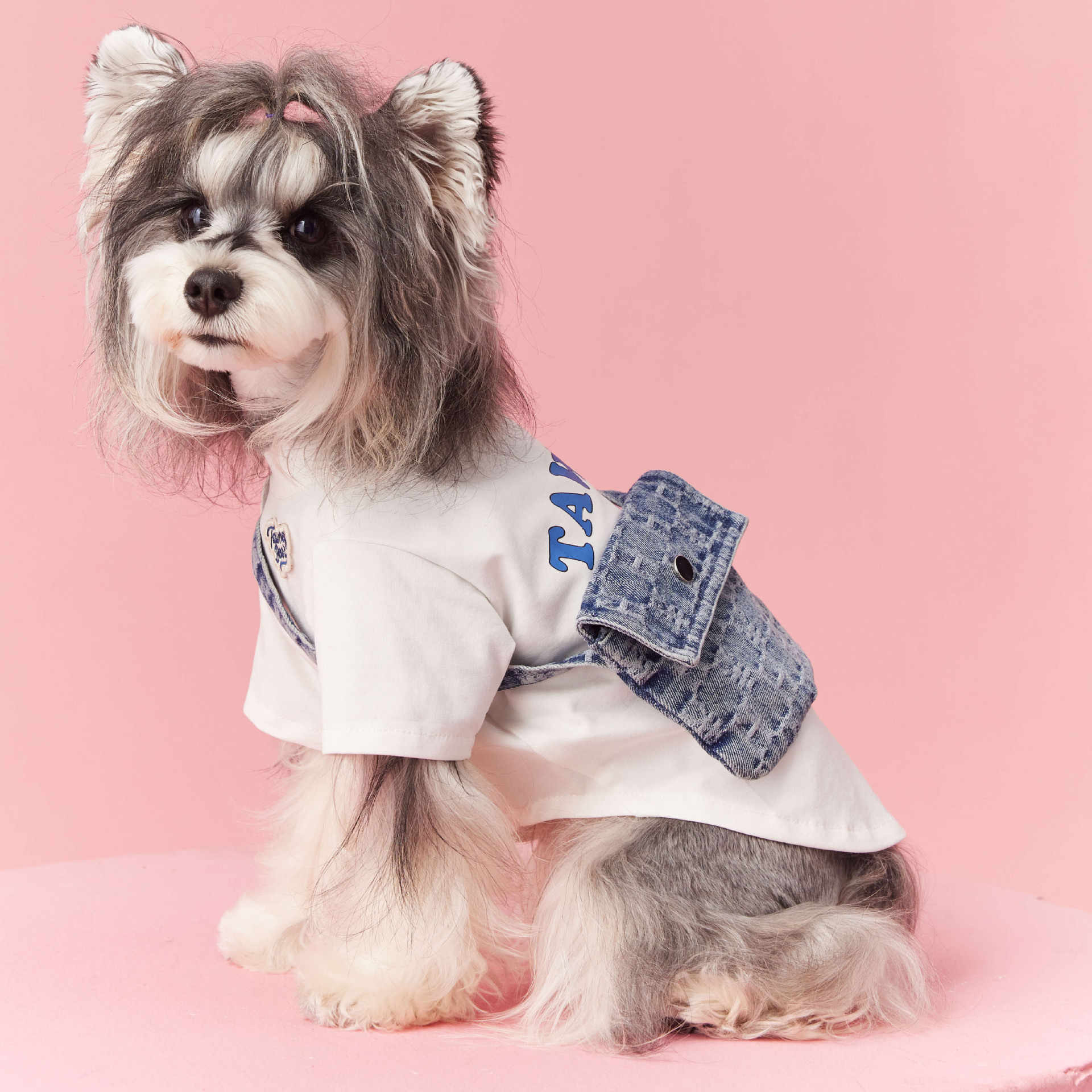 Pet Wear | Fashionable Denim Crossbody T-Shirt | Breathable & Comfortable | Sizes S & L