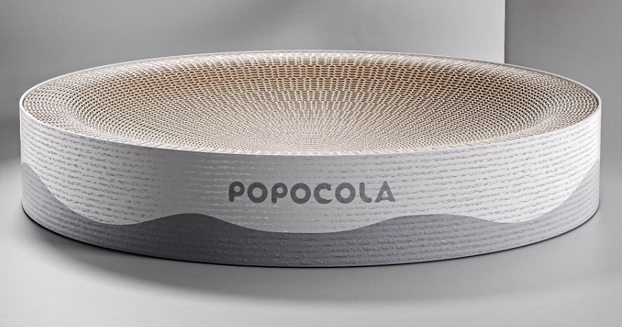 POPO Large Round Cat Scratcher Bed – Durable Corrugated Cardboard Cat Scratching Bowl (500mm)