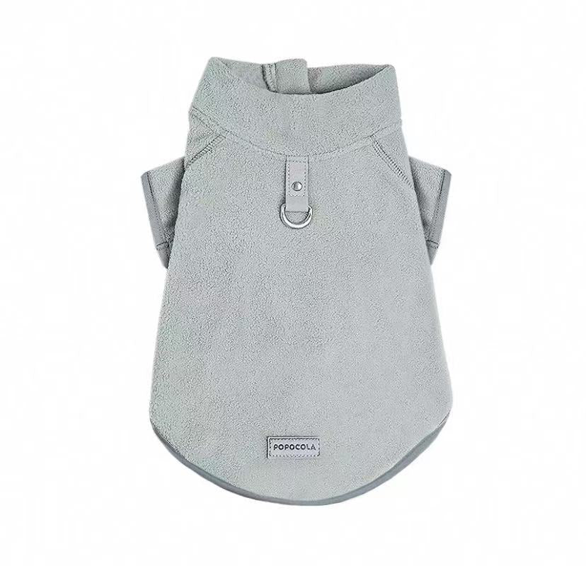 POPO Dog & Cat Winter Fleece Jacket – Leash-Compatible, Warm Polar Fleece Autumn/Winter Pet Clothing
