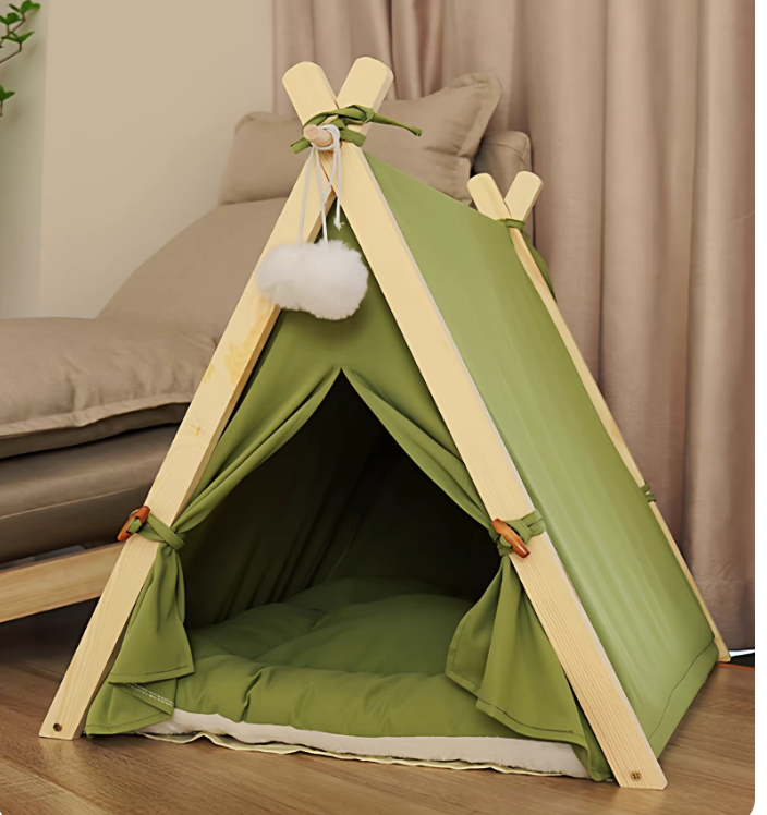 Pet Tent Bed for Cats & Dogs | Four-Season Cozy Tent with Soft Cotton Cushion, 60×55×63cm