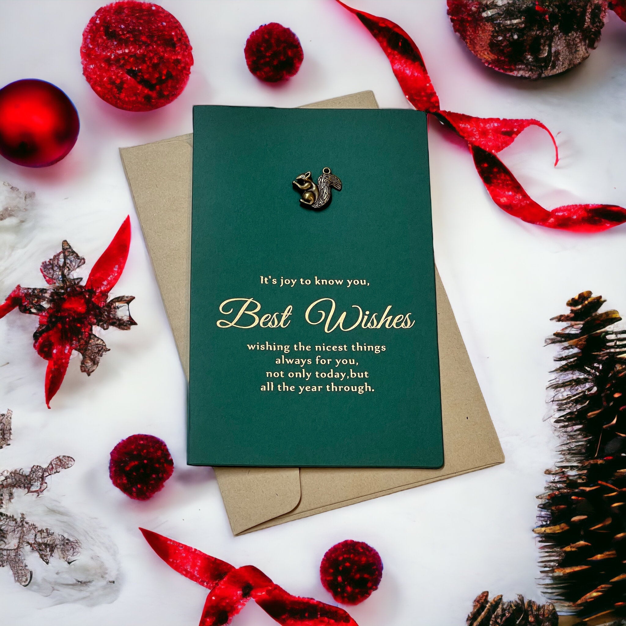 Festive Elegance Christmas Card - Key & Squirrel - PAWS CLUB