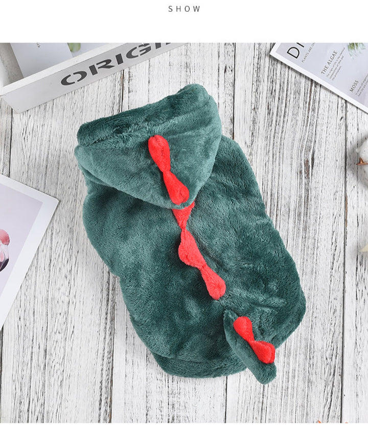 Pet Cat & Dog Costume | Funny Forest Green Dinosaur Outfit