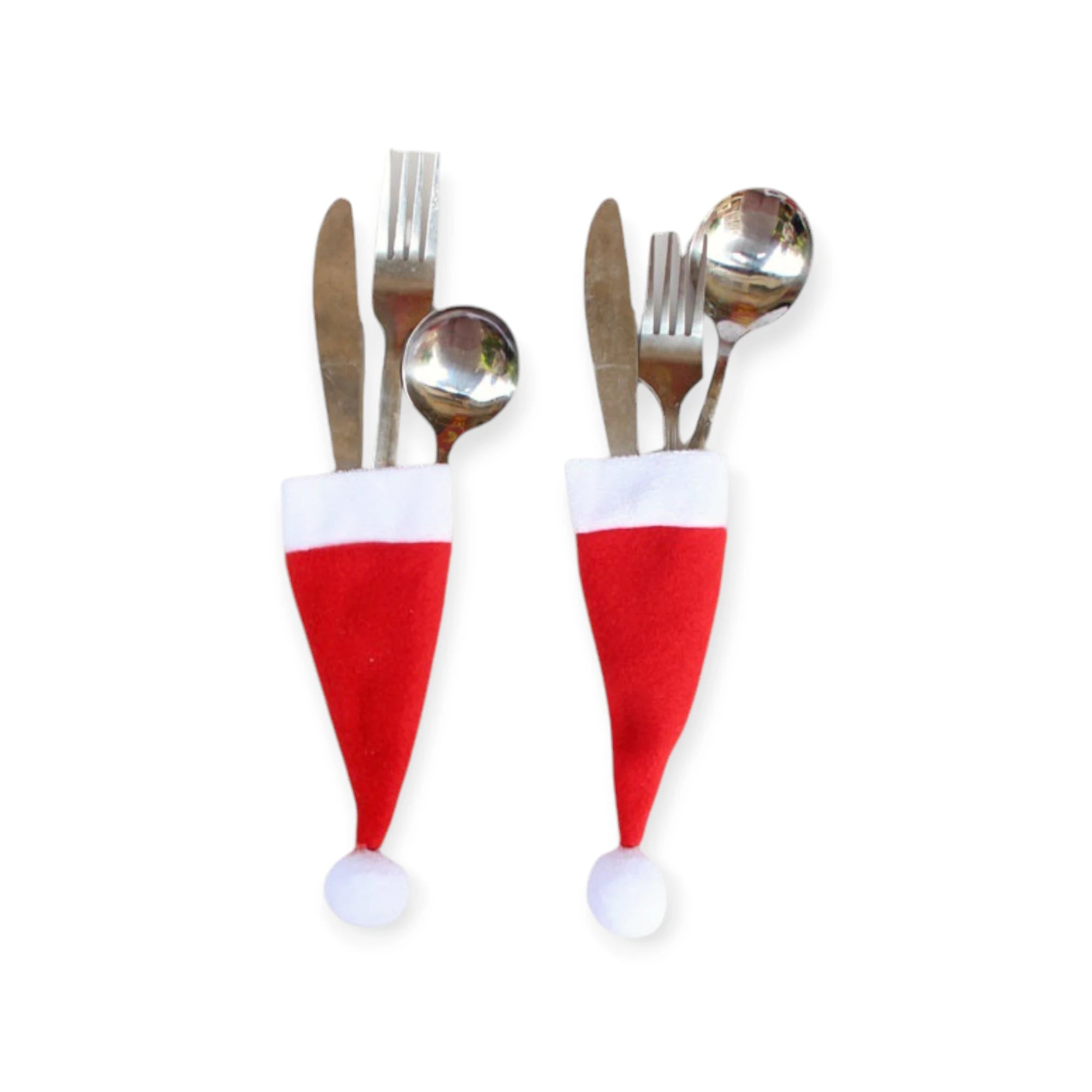 Christmas Decor Mini Santa Hat – Utensil Holders & Wine Bottle Covers